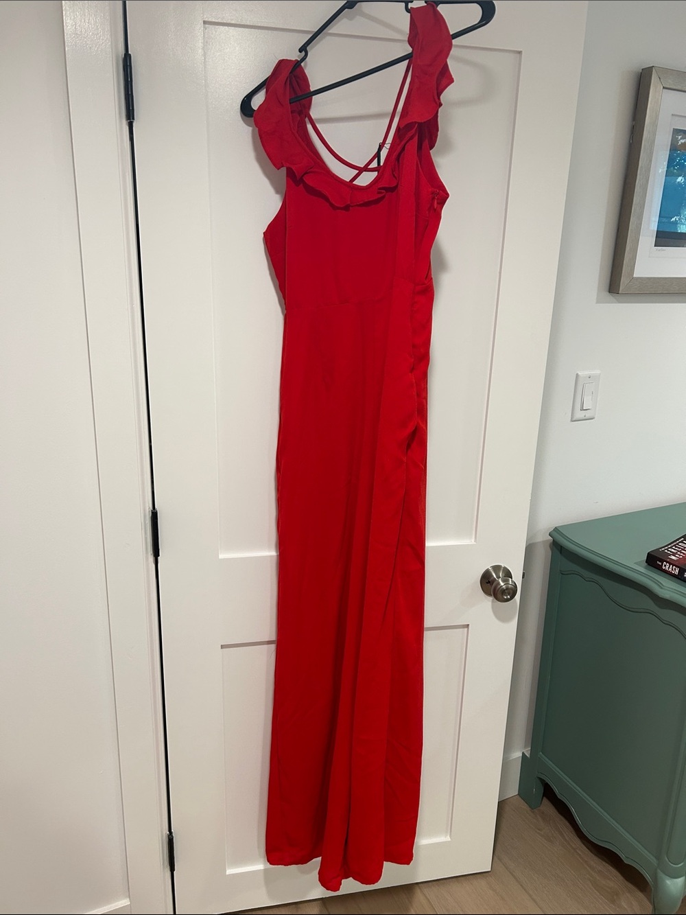 Red Ruffle Strap jumpsuit